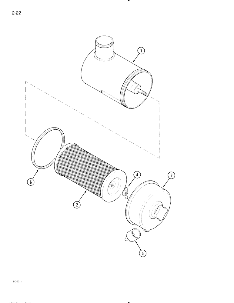 Схема запчастей Case IH 595 - (2-22) - AIR CLEANER, COOPERS, WITHOUT SAFETY ELEMENT (02) - ENGINE