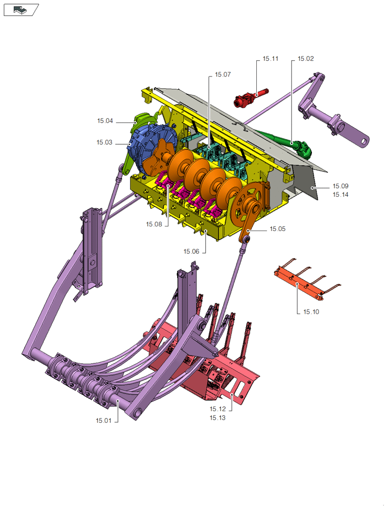 Схема запчастей Case IH LB333P - (15.00[01]) - PICTORIAL OVERVIEW 1/1 - KNOTTER/WRAPPER (15) - KNOTTER /WRAPPER