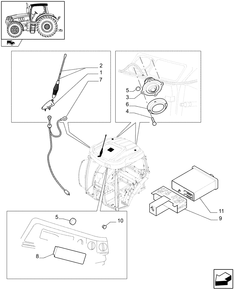 Схема запчастей Case IH PUMA 225 - (1.75.9) - INTENDED FOR RADIO INSTALLATION (06) - ELECTRICAL SYSTEMS