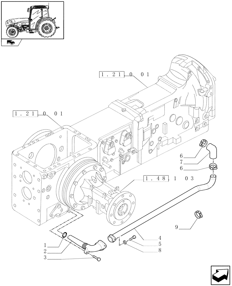 Схема запчастей Case IH FARMALL 85N - (1.82.1/01[02]) - LIFTER, LINES (07) - HYDRAULIC SYSTEM