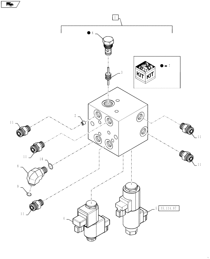 Схема запчастей Case IH 3330 - (35.114.01) - VALVE, 2-BANK (35) - HYDRAULIC SYSTEMS