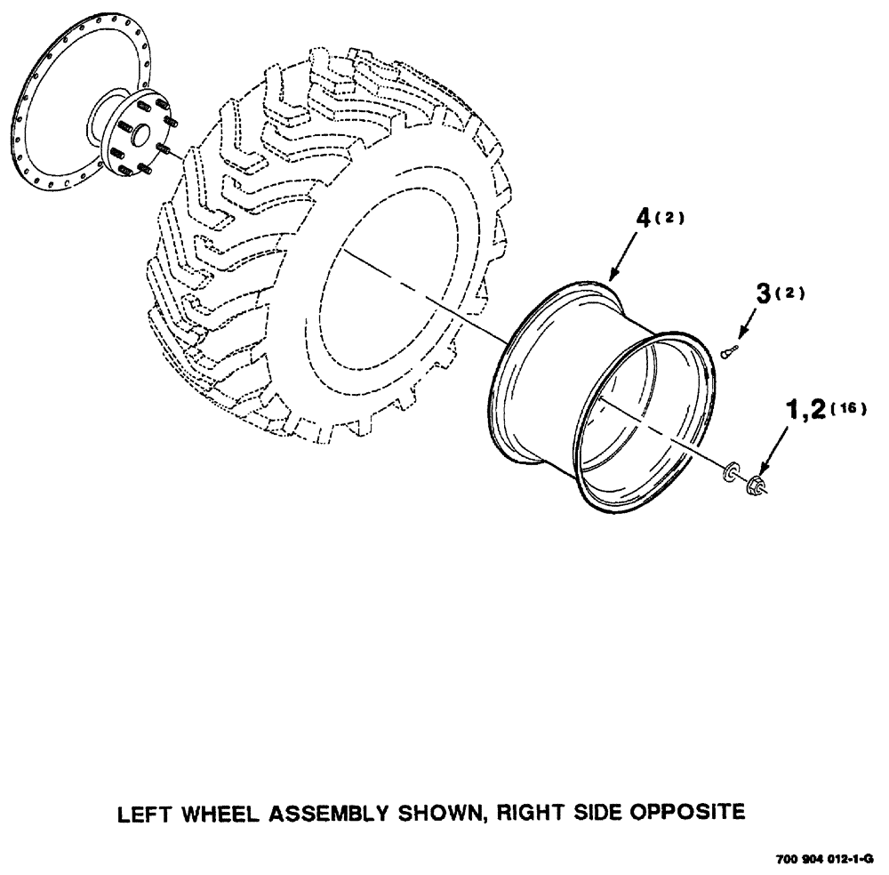 Схема запчастей Case IH 8860HP - (07-86) - WHEEL AND TIRE ASSEMBLY (LEFT AND RIGHT) (44) - WHEELS