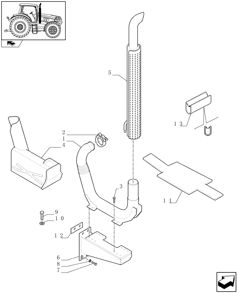 Схема запчастей Case IH PUMA 180 - (1.15.1[01A]) - SILENCER - D6694 (02) - ENGINE EQUIPMENT