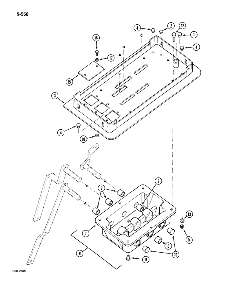 Схема запчастей Case IH 585 - (9-558) - DRAFT CONTROL LEVER HOUSING, CAB (09) - CHASSIS/ATTACHMENTS