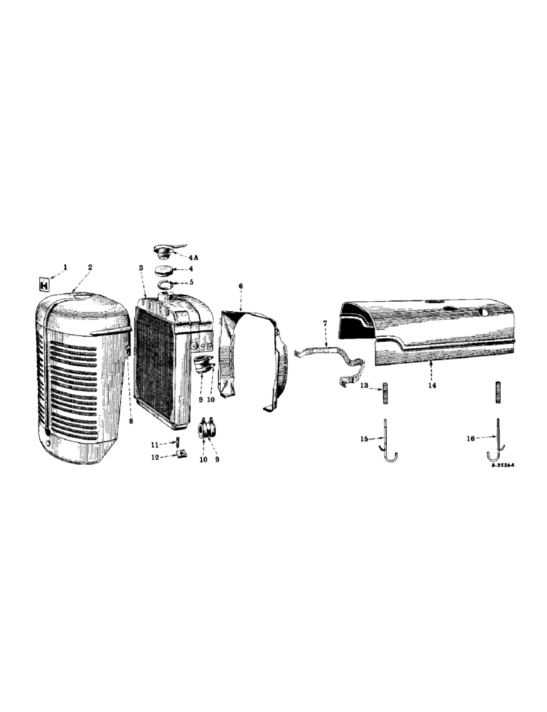 Схема запчастей Case IH SUPER A-1 - (146) - CHASSIS, RADIATOR AND CONNECTIONS, GRILLE AND HOOD, SERIAL NO. 25001 TO 355669 (12) - CHASSIS