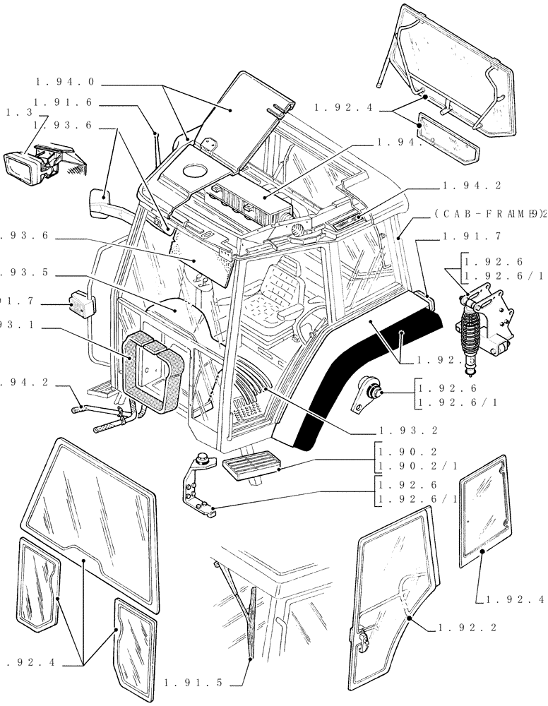 Схема запчастей Case IH MXM190 - (SEC. 10[01]) - DRIVERS COMPARTMENT (00) - GENERAL