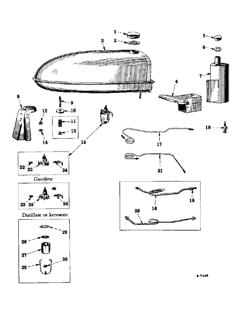 Схема запчастей Case IH SUPER-H - (092) - CHASSIS, FUEL TANK, GASOLINE TANK, SUPPORTS, PIPING AND FUEL STRAINER (12) - CHASSIS