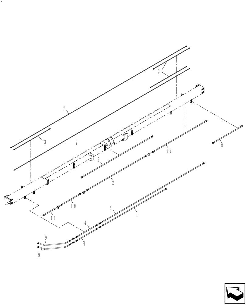 Схема запчастей Case IH DH212 - (20.07.08[02]) - STEEL LINES, DOUBLE SWATH, 21 FT, FROM PIN YAZB01204 (07) - HYDRAULICS