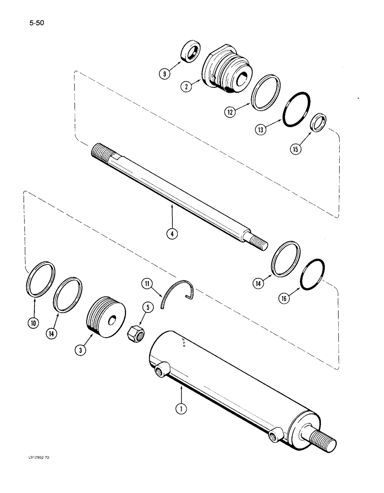 Схема запчастей Case IH 1640 - (5-50) - STEERING CYLINDER ASSEMBLY, POWER GUIDE AXLE (04) - STEERING