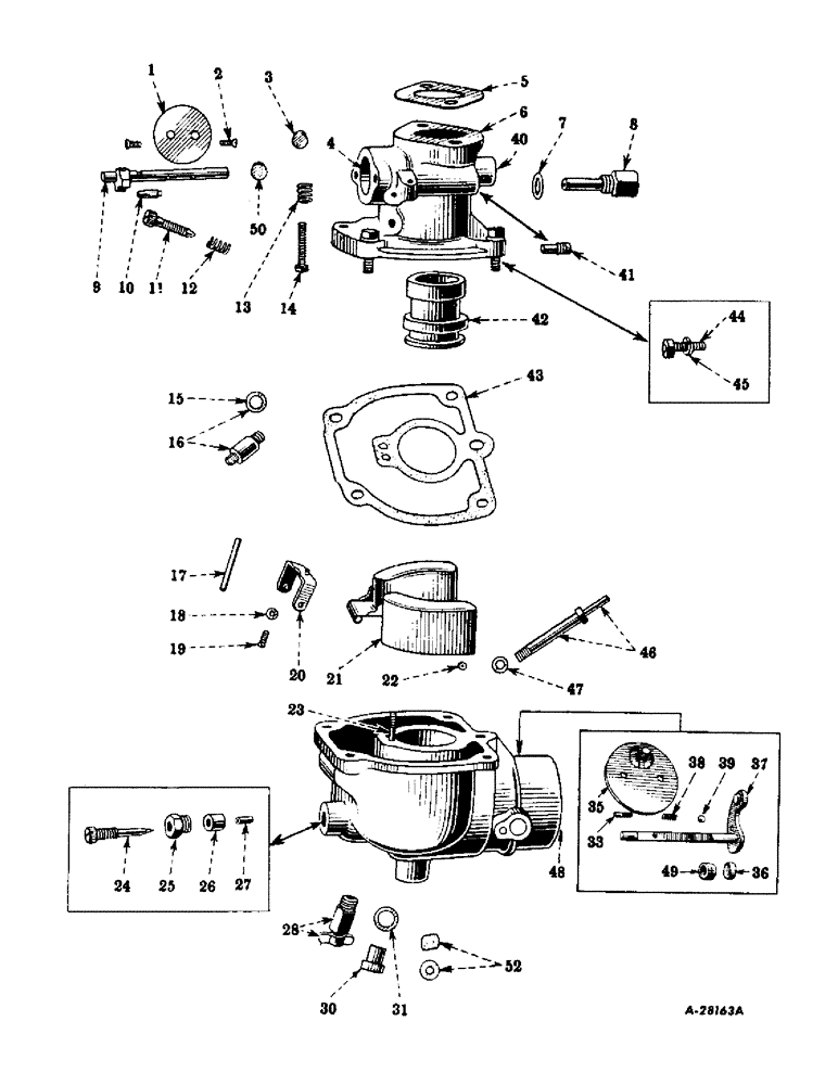 Схема запчастей Case IH SUPER M - (040) - CARBURETED ENGINE, CARBURETOR, INTERNATIONAL, 1-1/4 INCHES UPDRAFT (01) - ENGINE