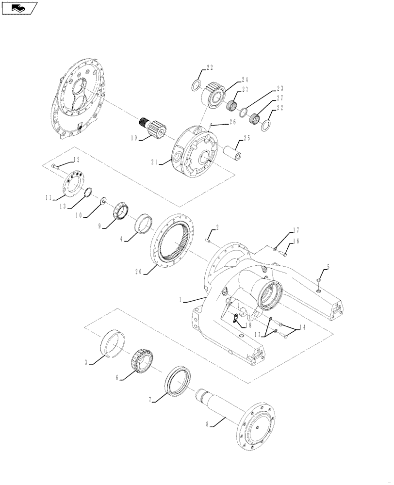 Схема запчастей Case IH QUADTRAC 550 - (25.100.28) - 600 SERIES AXLE - FINAL DRIVE - QUADTRAC 550 & 600 (25) - FRONT AXLE SYSTEM