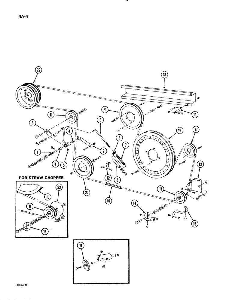 Схема запчастей Case IH 1620 - (9A-04) - RIGHT SIDE BELT DRIVE (13) - FEEDER