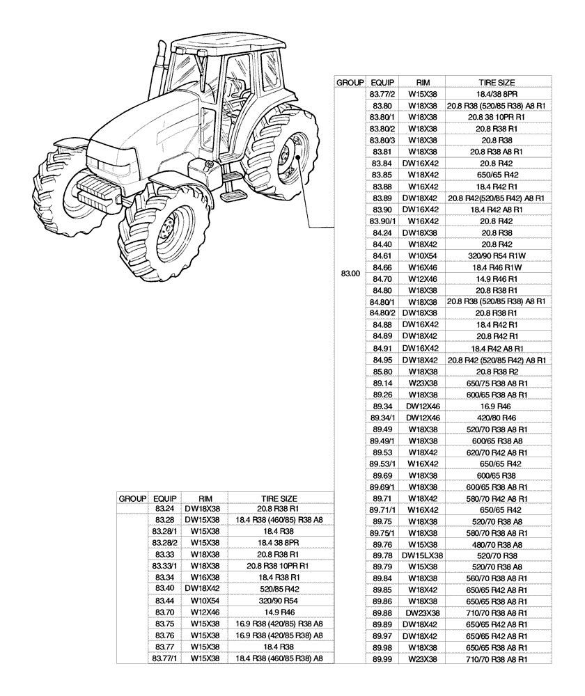 Схема запчастей Case IH MXM130 - (80.00[02]) - SEC. 11 - TRACTION (11) - WHEELS/TRACKS