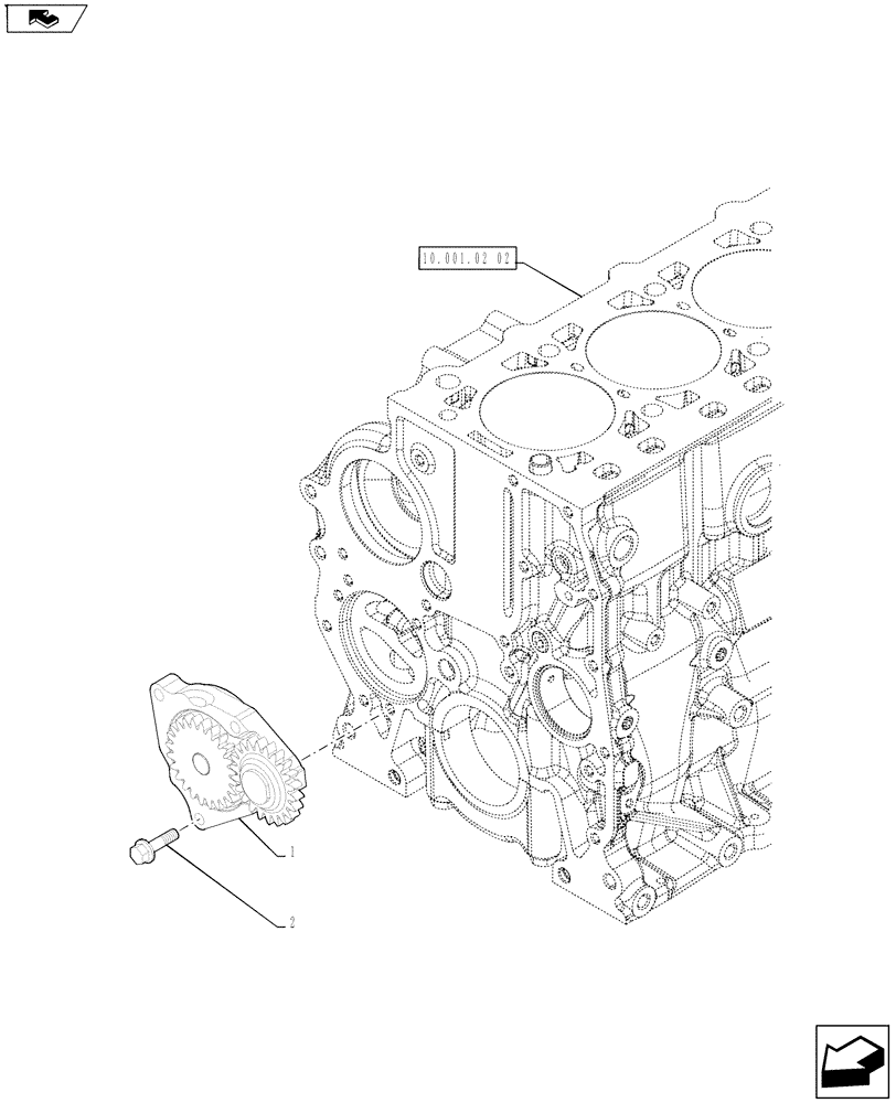 Схема запчастей Case IH FARMALL 75A - (10.304.01[02]) - PUMP, ENGINE OIL (10) - ENGINE