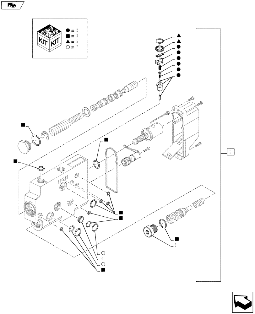 Схема запчастей Case IH PUMA 160 - (35.204.23) - VALVE SECTION - EHR (35) - HYDRAULIC SYSTEMS