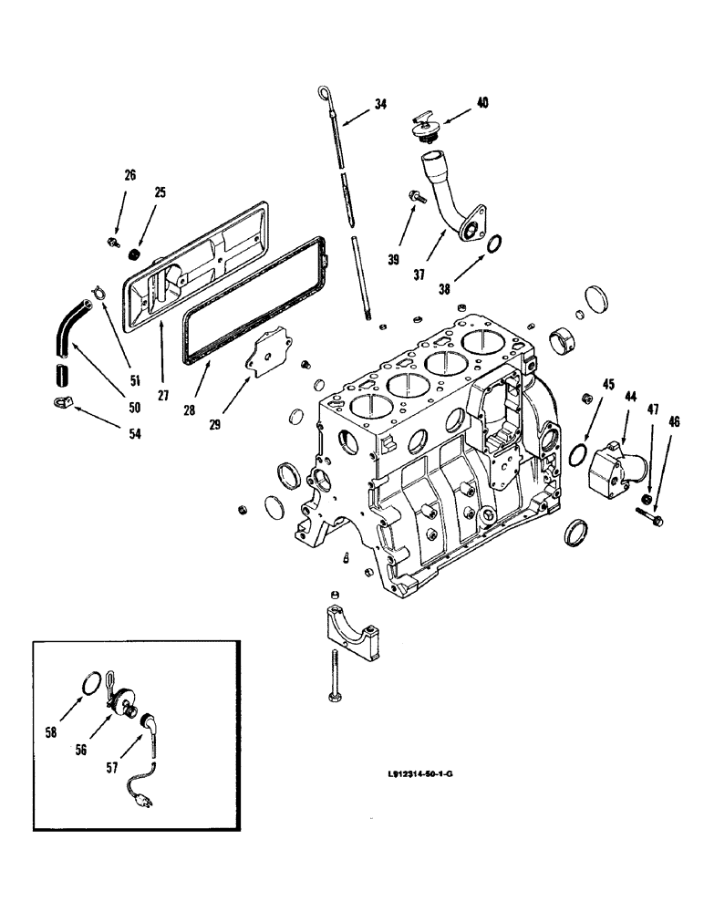 Схема запчастей Case IH 8830 - (2-26) - CYLINDER BLOCK AND ENGINE BLOCK HEATER, DIESEL, ENGINE SERIAL NUMBER 44669664 AND AFTER 4-390 ENGINE (02) - ENGINE