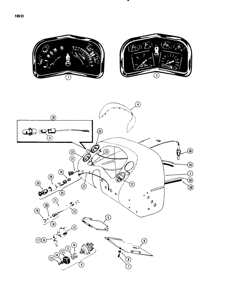 Схема запчастей Case IH 730 SERIES - (160) - INSTRUMENT PANEL AND INSTRUMENTS, 730 AND 830 DIESEL TRACTOR, USED PRIOR TO TRAC. S/N 8201146 (04) - ELECTRICAL SYSTEMS