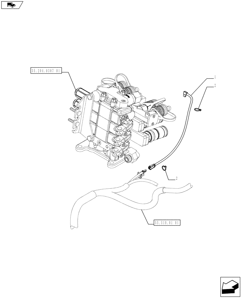 Схема запчастей Case IH FARMALL 65C - (55.510.02) - 3 REAR REMOTE VALVES WITH DIVERTER - DIVERTER HARNESS - ISO (VAR.335195-336195 / 743571; VAR.337108-339108 / 743570) (55) - ELECTRICAL SYSTEMS