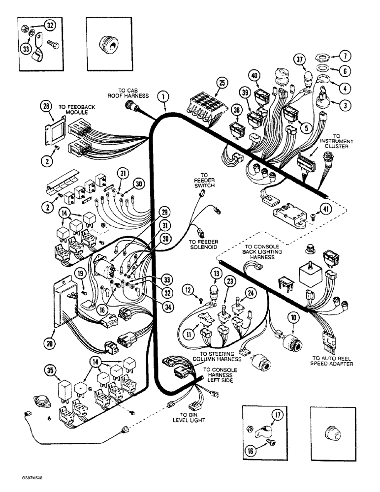 Схема запчастей Case IH 1660 - (4-14) - CONSOLE HARNESS, RIGHT-HAND SIDE, P.I.N. JJC0103800 AND AFTER (06) - ELECTRICAL