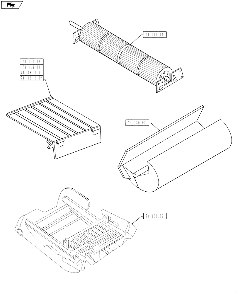 Схема запчастей Case IH 6130 - (00.000.74[01]) - PICTORAL INDEX - CLEANING (00) - GENERAL & PICTORIAL INDEX