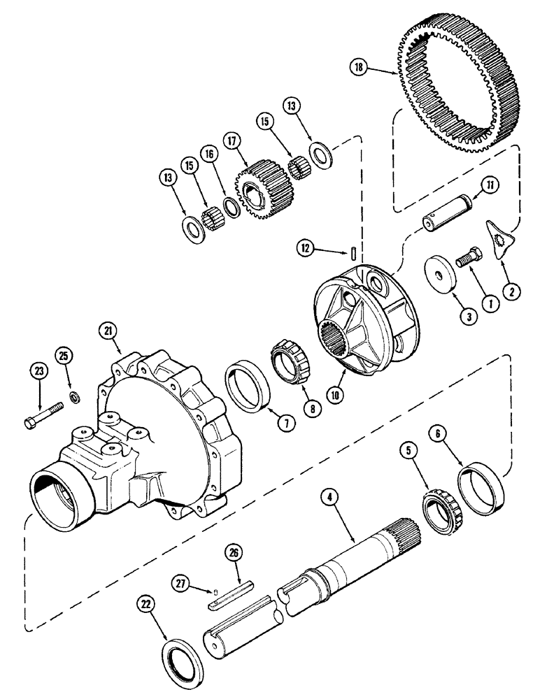 Схема запчастей Case IH 2096 - (6-198) - REAR AXLE, HOUSING AND PLANETARY GEARS, 96 INCH (2438 MM) LONG AXLE, 3-1/2 INCH (89 MM) DIAMETER, (06) - POWER TRAIN