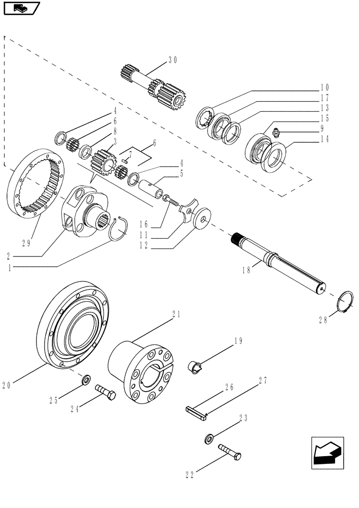 Схема запчастей Case IH MAGNUM 225 - (27.120.05[02]) - BAR AXLE 112" FINAL DRIVE, GEARS & KEYED SHAFT, MAGNUM 210, 225 (27) - REAR AXLE SYSTEM