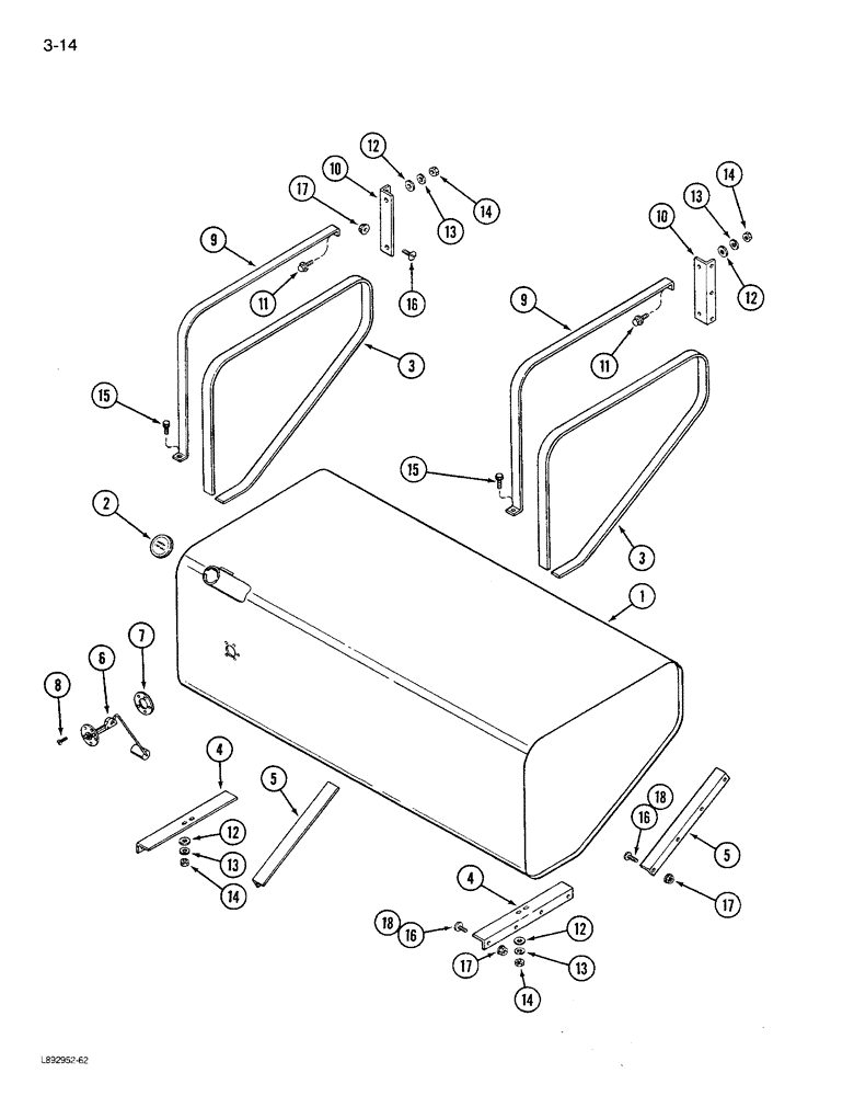 Схема запчастей Case IH 1680 - (3-014) - FUEL TANK AND SUPPORTS (02) - FUEL SYSTEM