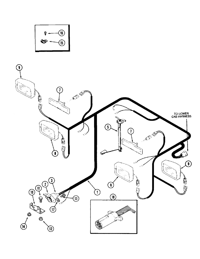 Схема запчастей Case IH 8910 - (4-014) - CAB FENDER HARNESS (04) - ELECTRICAL SYSTEMS