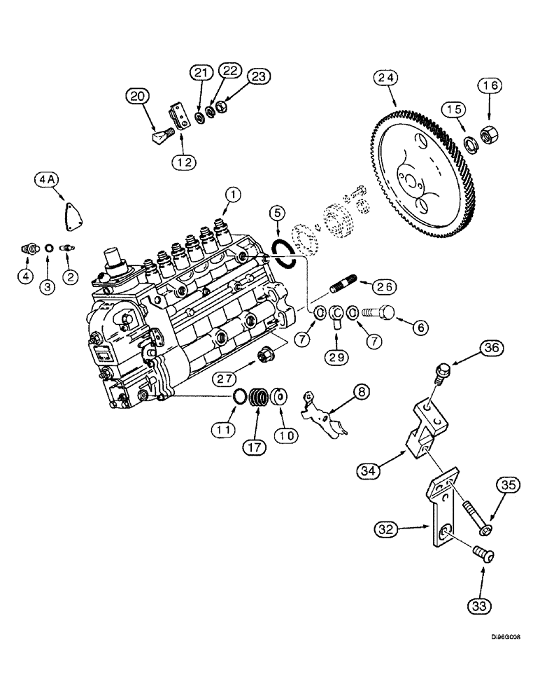 Схема запчастей Case IH 2144 - (3-07A) - FUEL INJECTION PUMP AND DRIVE, 6TA-590 EMISSIONS CERTIFIED ENGINE, COMBINE S/N JJC0173150 AND AFTER (02) - FUEL SYSTEM