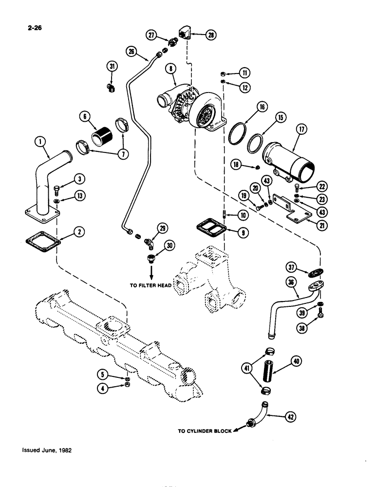 Схема запчастей Case IH 4490 - (2-026) - TURBOCHARGER SYSTEM, 504BDT DIESEL ENGINE (02) - ENGINE