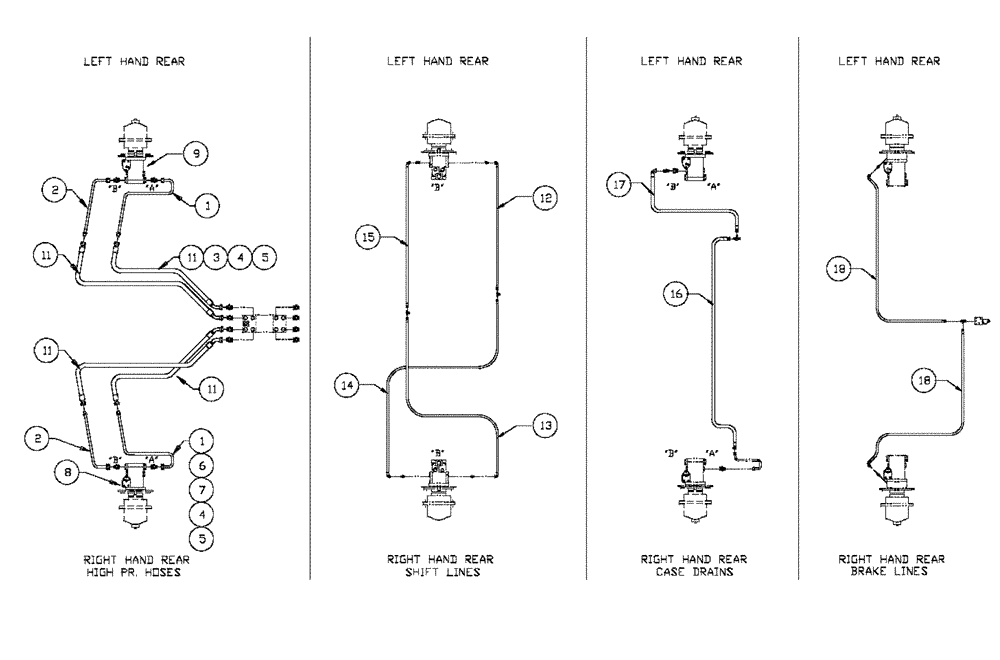 Схема запчастей Case IH SPX2130 - (06-004) - HYDRAULIC SUSPENSION - REAR Hydraulic Plumbing