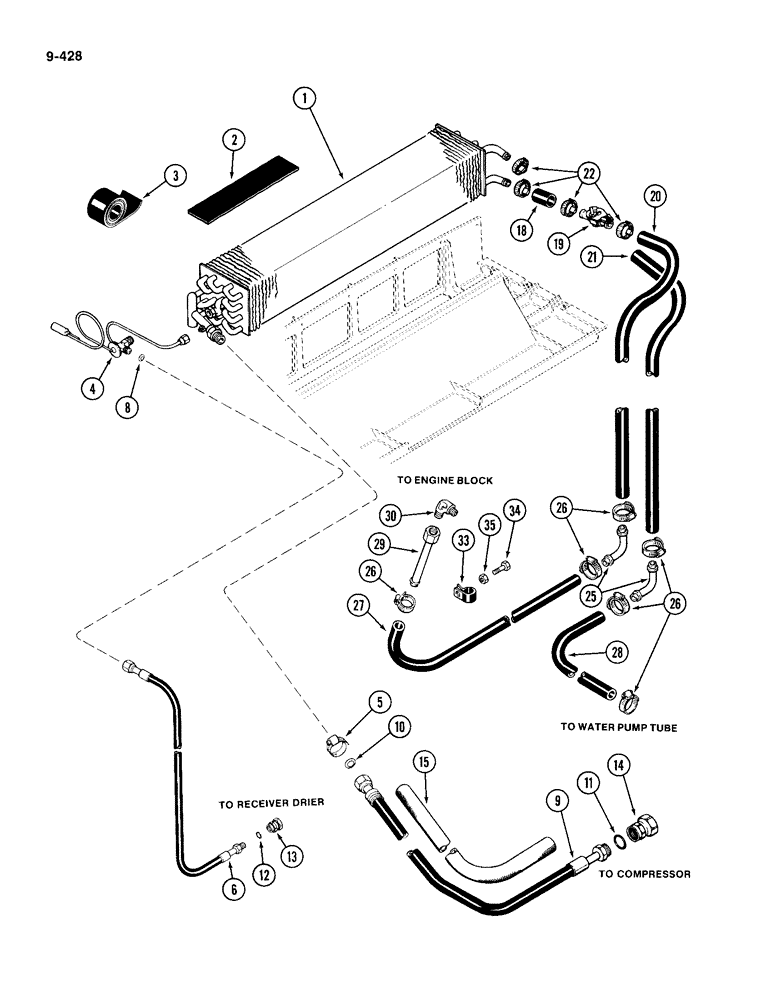 Схема запчастей Case IH 4994 - (9-428) - CAB, HEATER AND AIR CONDITIONING CORE AND HOSES, CAB SERIAL NUMBER 12112201 AND AFTER (09) - CHASSIS/ATTACHMENTS