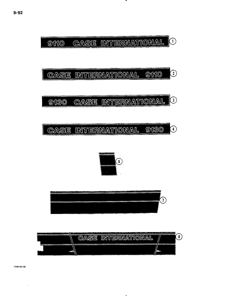 Схема запчастей Case IH 9110 - (9-92) - DECALS (09) - CHASSIS/ATTACHMENTS