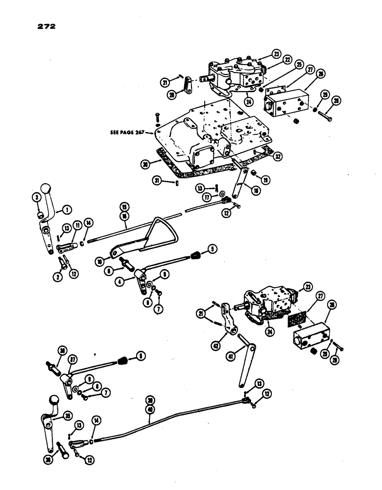 Схема запчастей Case IH 530 - (272) - HYDR. CONTROLS AND LEVERS, EAGLE HITCH TRACTOR, CASE-O-MATIC, PRIOR TO S/N 8262800 (08) - HYDRAULICS