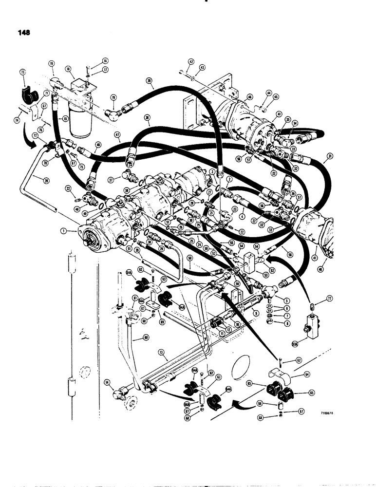 Схема запчастей Case IH 1845S - (148) - DRIVE HYDRAULIC CIRCUITS (35) - HYDRAULIC SYSTEMS