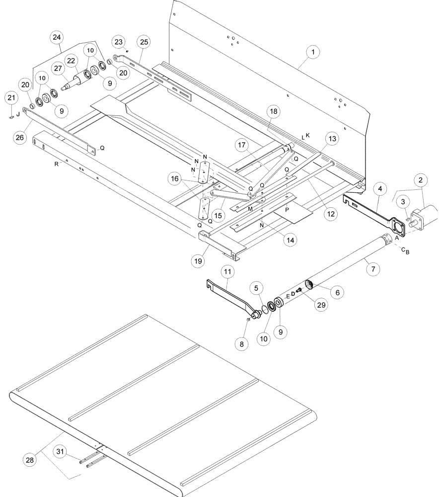 Схема запчастей Case IH 2062 - (09-14) - DRAPERS, DRIVE AND TIGHTENER (03) - CHASSIS/MOUNTED EQUIPMENT