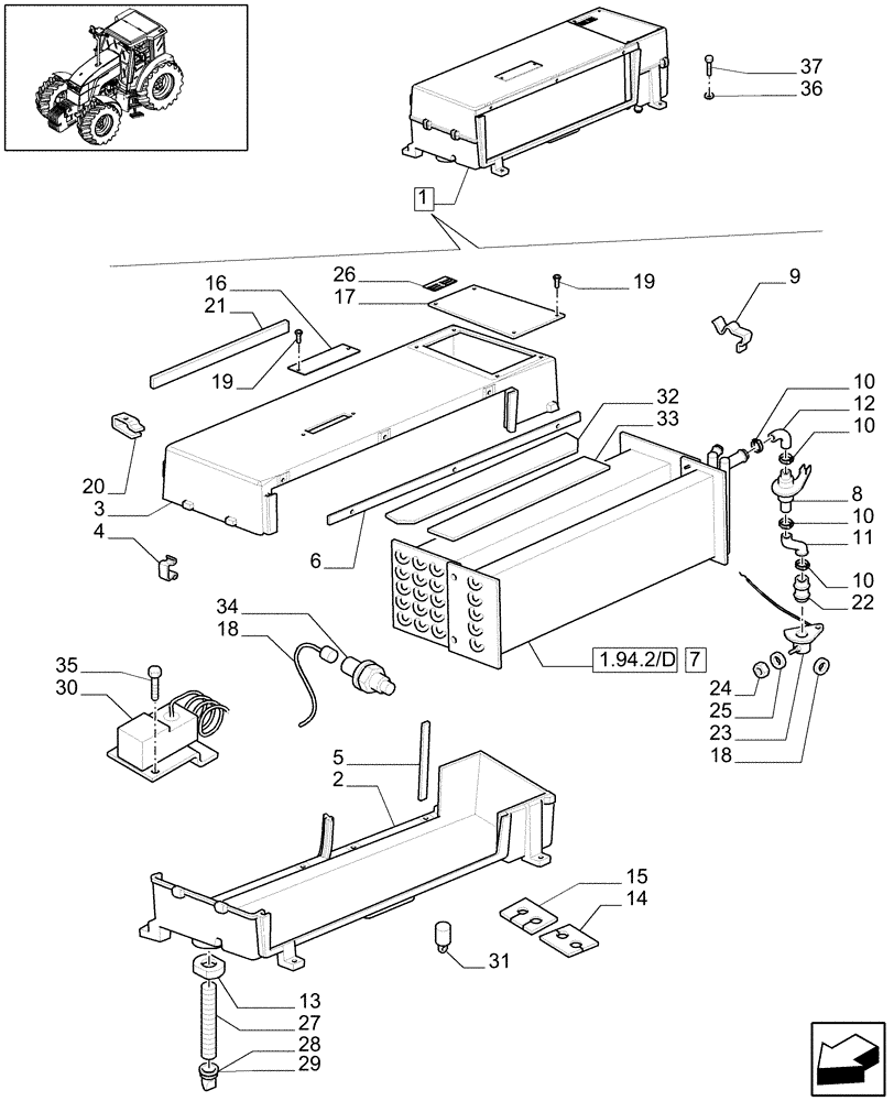 Схема запчастей Case IH MXU135 - (1.94.2/ C) - (VAR.435-436-437/1-608-612) AIR CONDITIONING BREAKDOWN (10) - OPERATORS PLATFORM/CAB