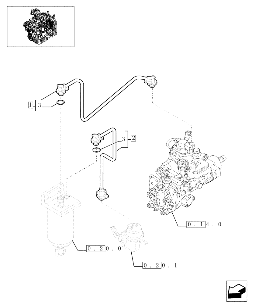 Схема запчастей Case IH MXU110 - (0.20.3) - PIPING FUEL (01) - ENGINE