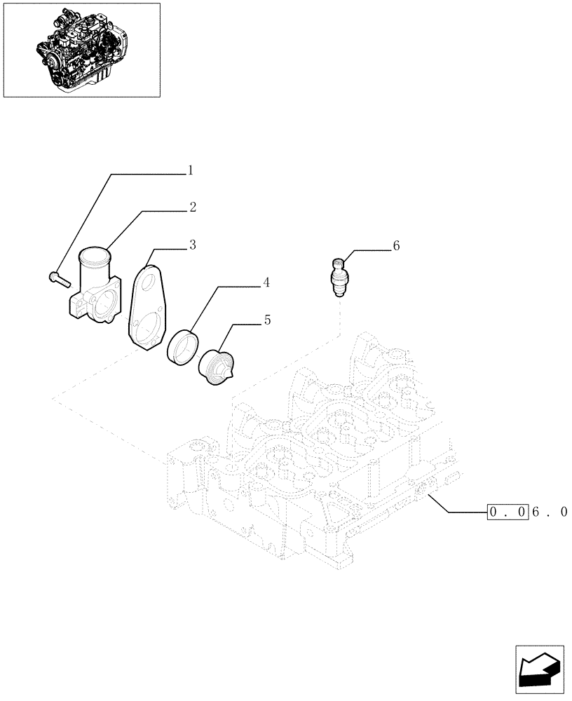 Схема запчастей Case IH F4GE0684C D600 - (0.32.6[01]) - THERMOSTAT - ENGINE COOLING SYSTEM (504035317-504038978-504033593) 