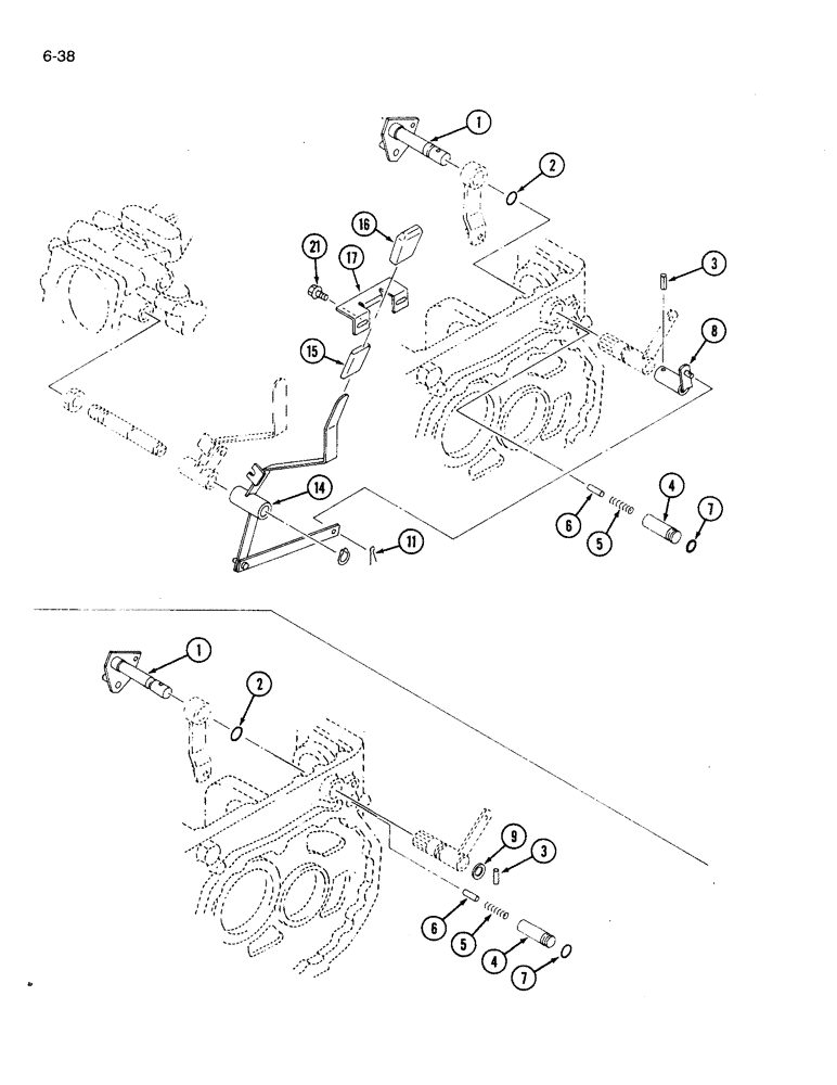 Схема запчастей Case IH 1120 - (6-38) - MID PTO CONTROLS (06) - POWER TRAIN