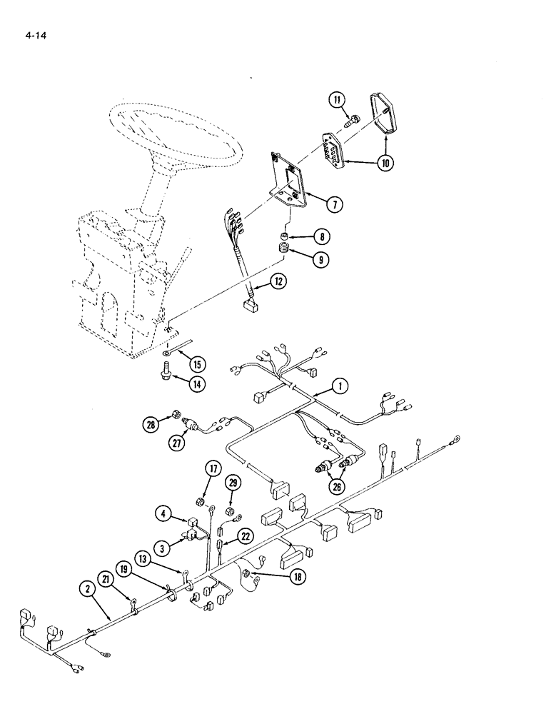 Схема запчастей Case IH 1120 - (4-14) - WIRING HARNESS SYSTEM (04) - ELECTRICAL SYSTEMS