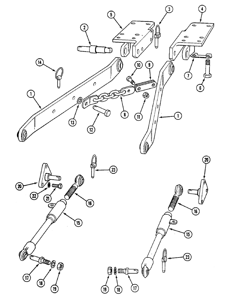 Схема запчастей Case IH 1294 - (9-266) - LOWER LINKS AND STABILIZER BARS (09) - CHASSIS/ATTACHMENTS