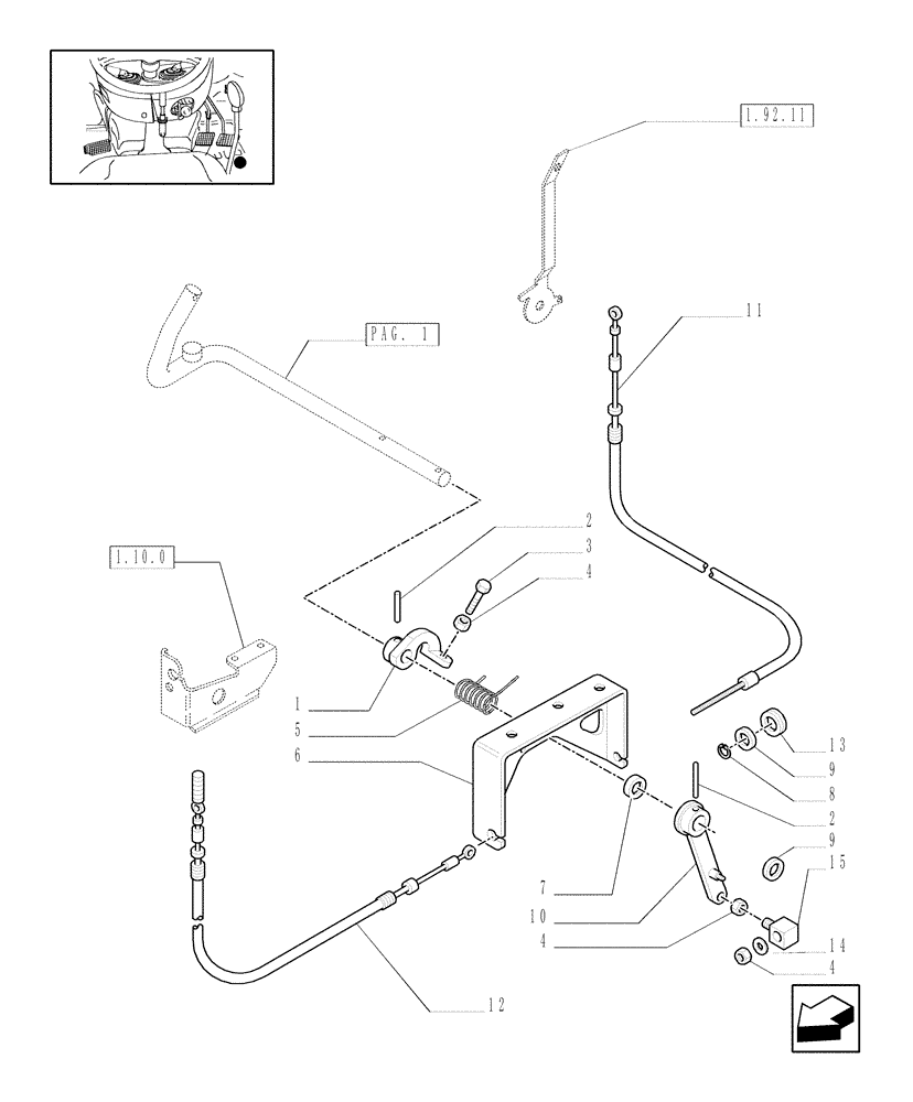 Схема запчастей Case IH JX1060C - (1.92.10[02]) - THROTTLE CONTROL LINKAGE - C5481 (10) - OPERATORS PLATFORM/CAB