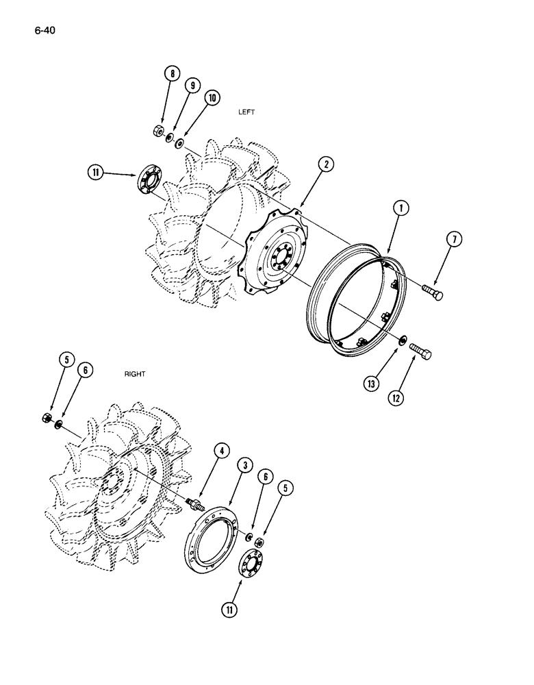 Схема запчастей Case IH 265 - (6-40) - REAR WHEELS, 2 PIECE RIM AND DISC, 36 INCH DIAMETER (06) - POWER TRAIN