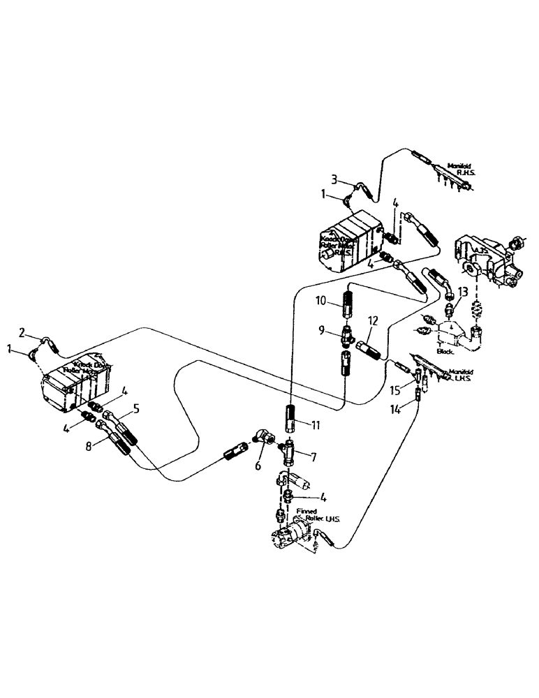 Схема запчастей Case IH 7000 - (B05-50) - HYDRAULIC CIRCUIT, POWER KNOCKDOWN ROLLER, UNDERSLUNG BASECUTTER Hydraulic Components & Circuits