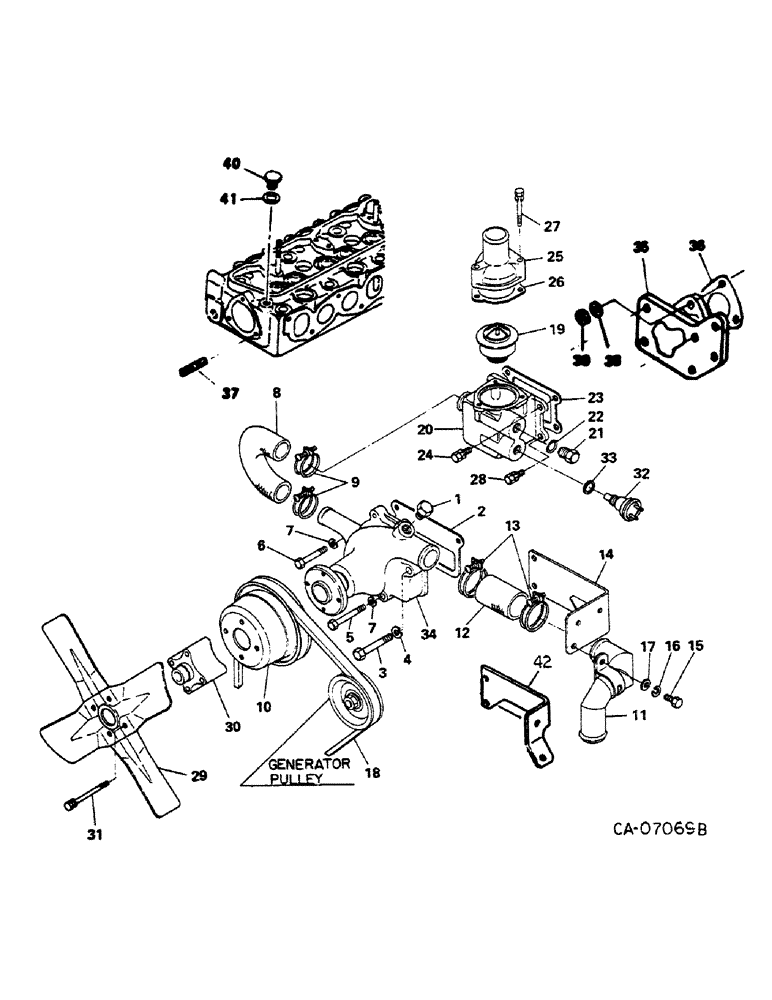 Схема запчастей Case IH 284 - (12-52) - POWER, DIESEL ENGINE, NISSAN, FAN, THERMOSTAT HOUSING AND WATER PUMP Power