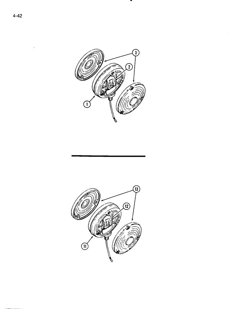 Схема запчастей Case IH 5000 - (4-42) - SAFETY LIGHT ASSEMBLY, HOBBS (04) - ELECTRICAL SYSTEMS