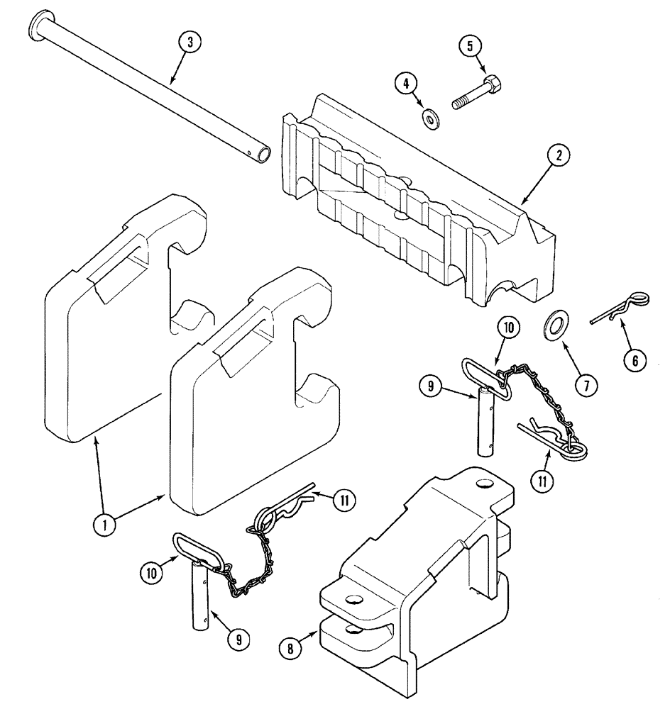 Схема запчастей Case IH MX80C - (09-03) - FRONT END WEIGHTS (09) - CHASSIS