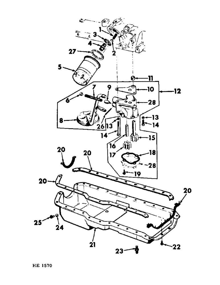 Схема запчастей Case IH 275 - (C-09) - 6 CYLINDER, 232 CARBURETED ENGINE, OIL FILTER PAN AND PUMP (01) - ENGINE