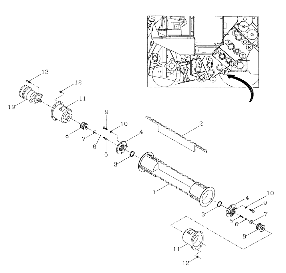 Схема запчастей Case IH 7700 - (A05[05]) - BOTTOM ROLLER {LOWER-F} Mainframe & Functioning Components